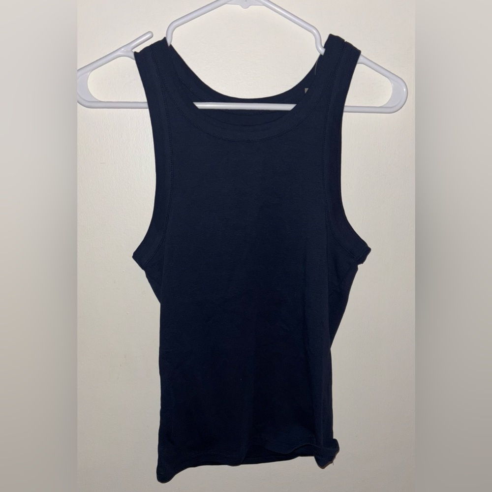 NWT J.Crew Perfect-fit high-neck tank top Small Navy Casual Simple Minimalist - Picture 3 of 10